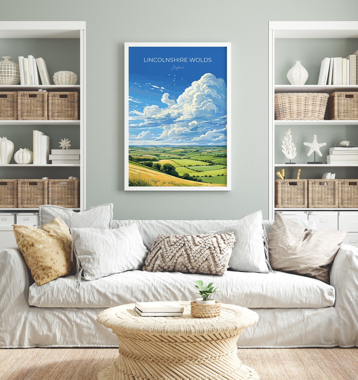Lincolnshire Wolds England Patchwork Fields Clouds Travel Poster - Image 4