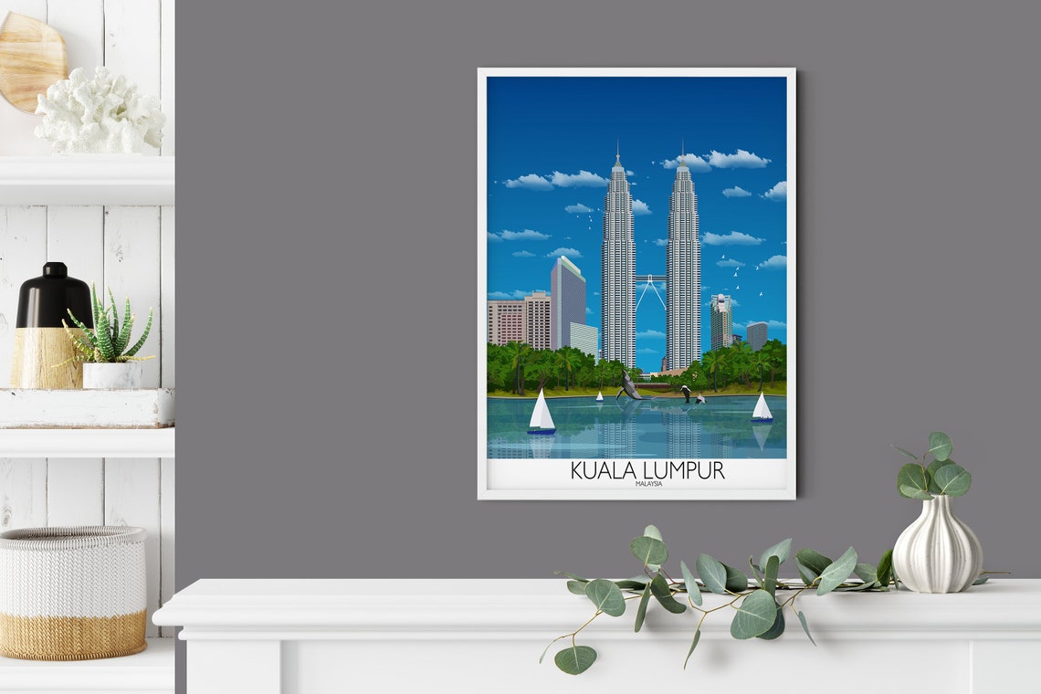 Travel Poster Of Kuala Lumpur Travel Print Of Kuala Lumpur Malaysia Travel Poster Kuala Lumpur Print - Image 2