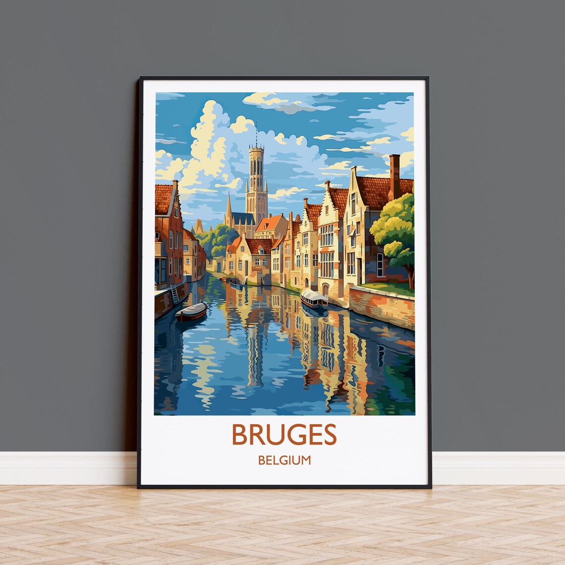 Bruges Travel Poster, Belgium Wall Art Print