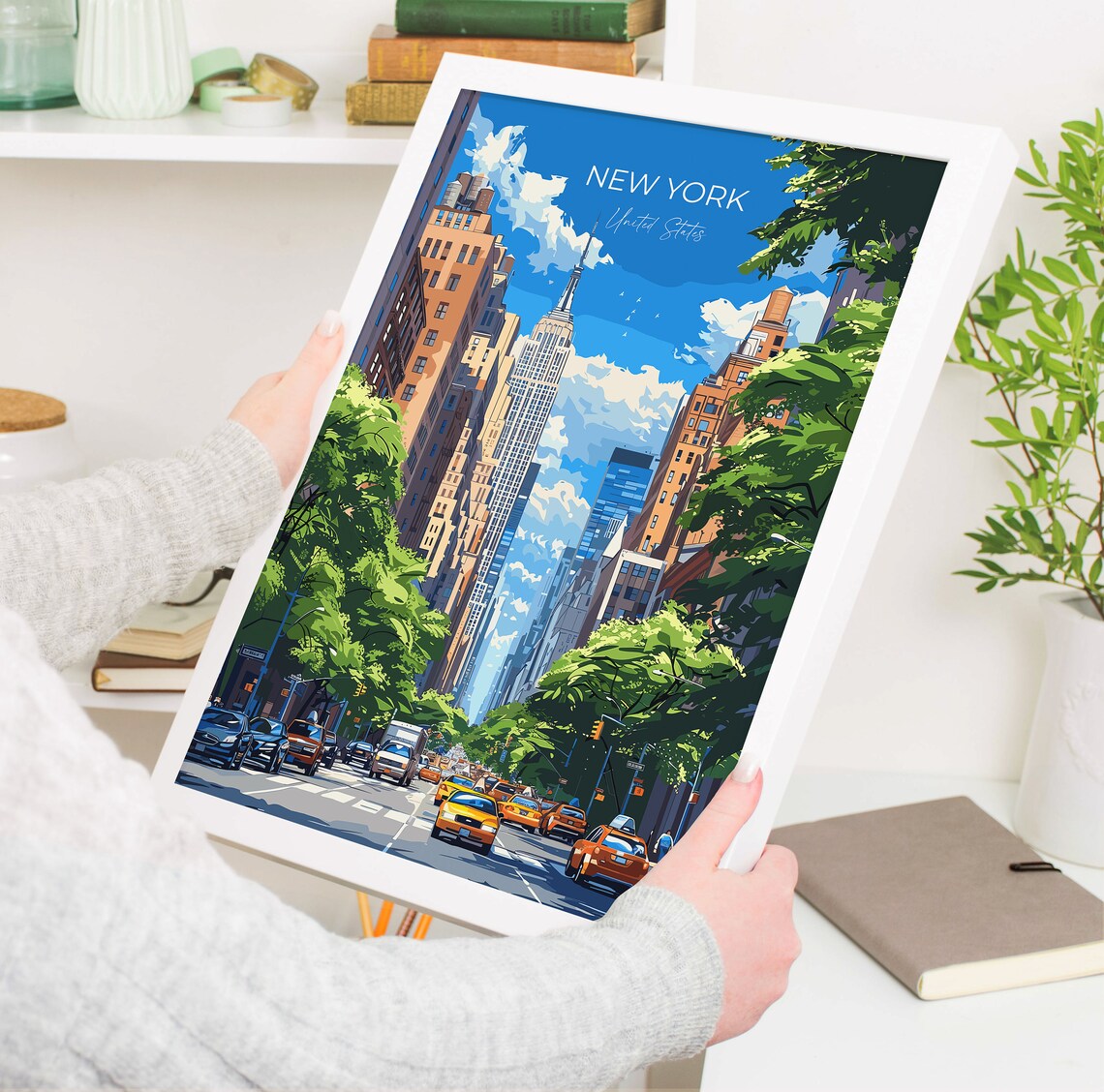 New York United States Empire State Building Street Travel Poster - Image 3