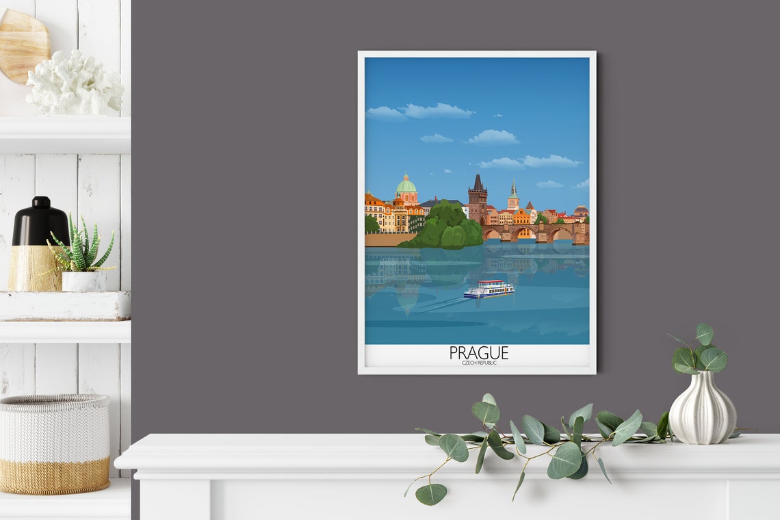 Travel Poster Of Prague Travel Print Of Prague City Of Prague Czech Republic Travel Poster Prague Cityscape - Image 2