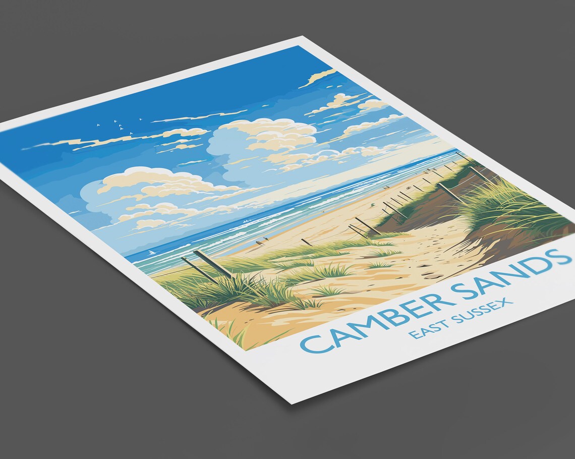 Camber Sands Vintage Travel Poster, East Sussex - Image 2