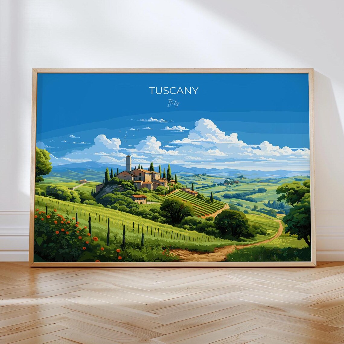 Tuscany Travel Poster, Italy Landscape Art Print