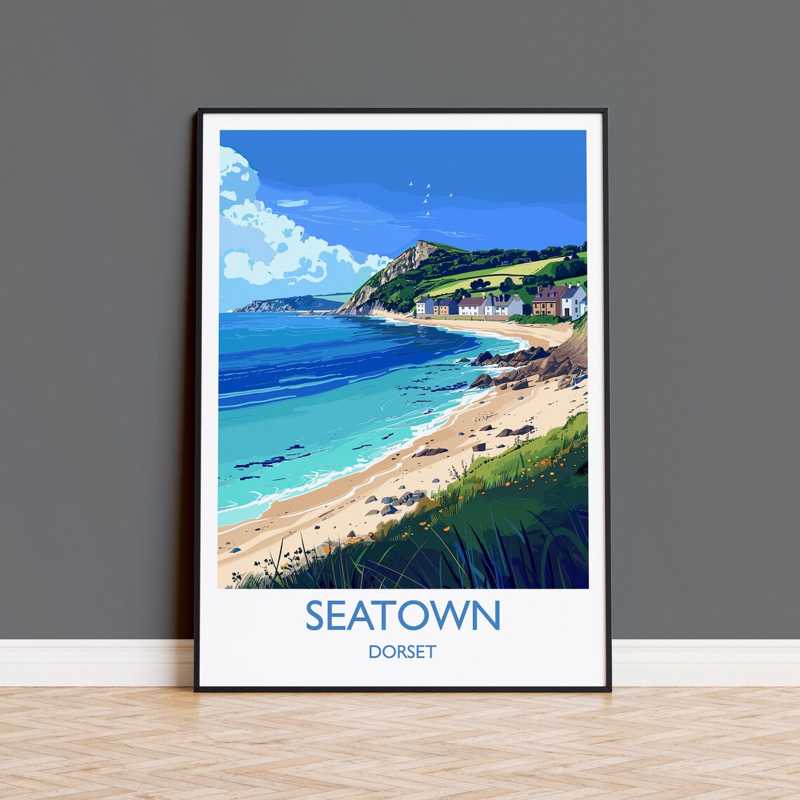 Seatown Travel Poster, Dorset Coast Wall Art
