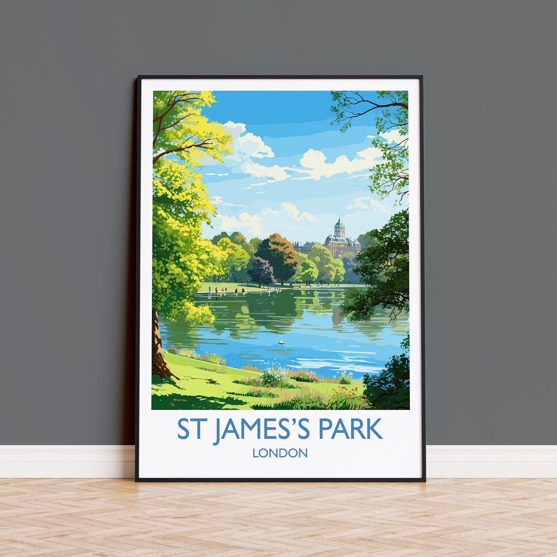 St James's Park London Serene Lakeside Gardens Travel Poster