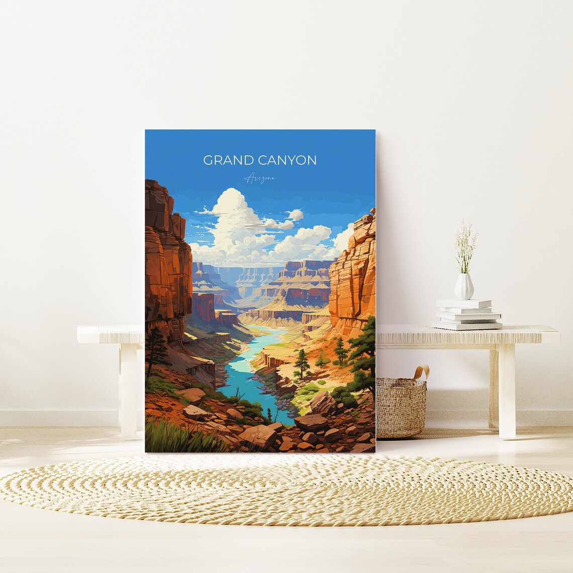 Scenic Grand Canyon Arizona Blue River Cliffs Vintage Travel Poster - Image 2