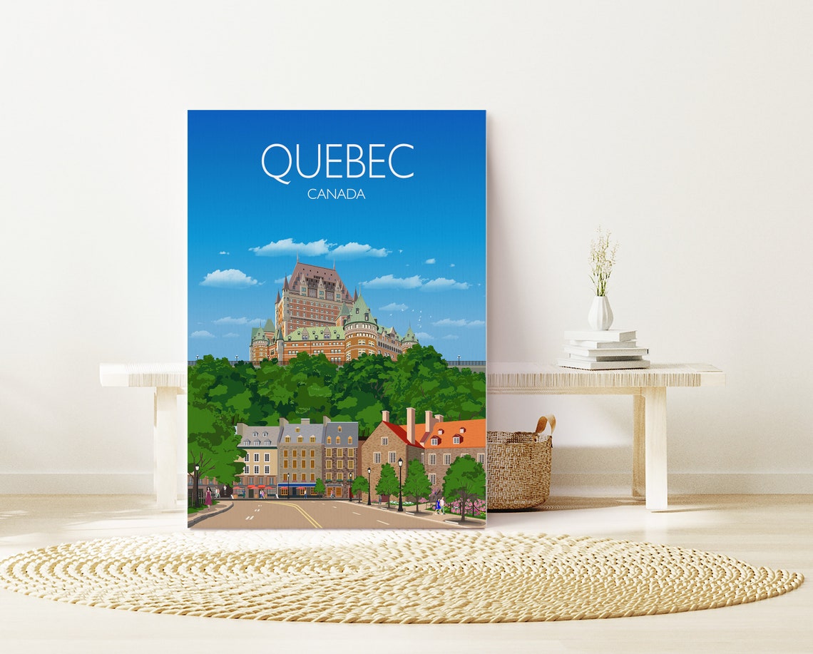 Quebec Canada Chateau Frontenac Old Town Street Scene Poster - Image 3