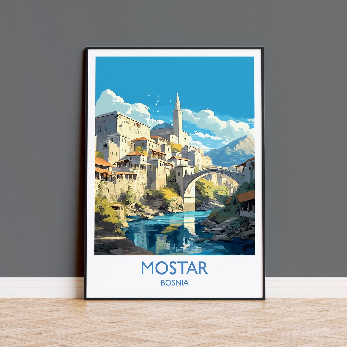 Mostar Travel Poster, Bosnia Place Print