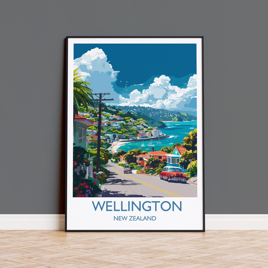 Wellington Travel Print Travel Poster Of Wellington New Zealand Art Lovers Gift Wellington Wall Art