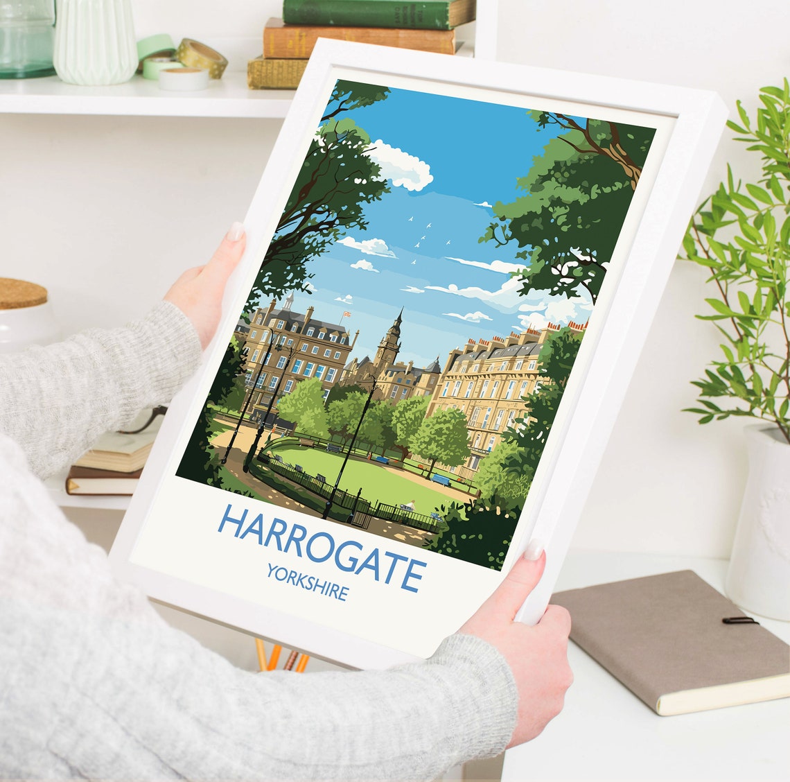 Harrogate Yorkshire Crescent Gardens Spa Town Scene Art Poster - Image 5