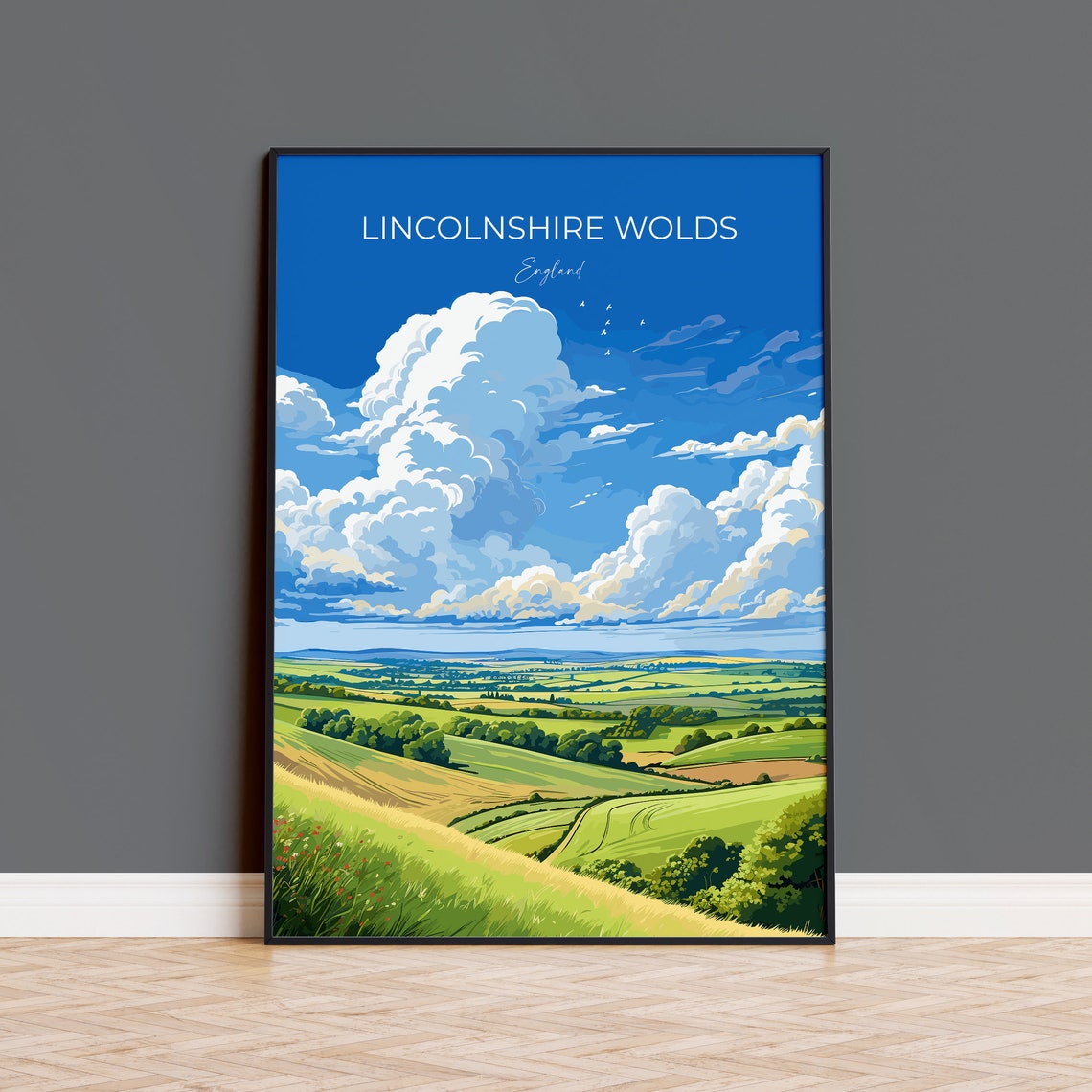 Lincolnshire Wolds Travel Print Wall Art Travel Poster Of Lincolnshire Wolds England Lincolnshire Art Lovers Gift Travel Art Gift