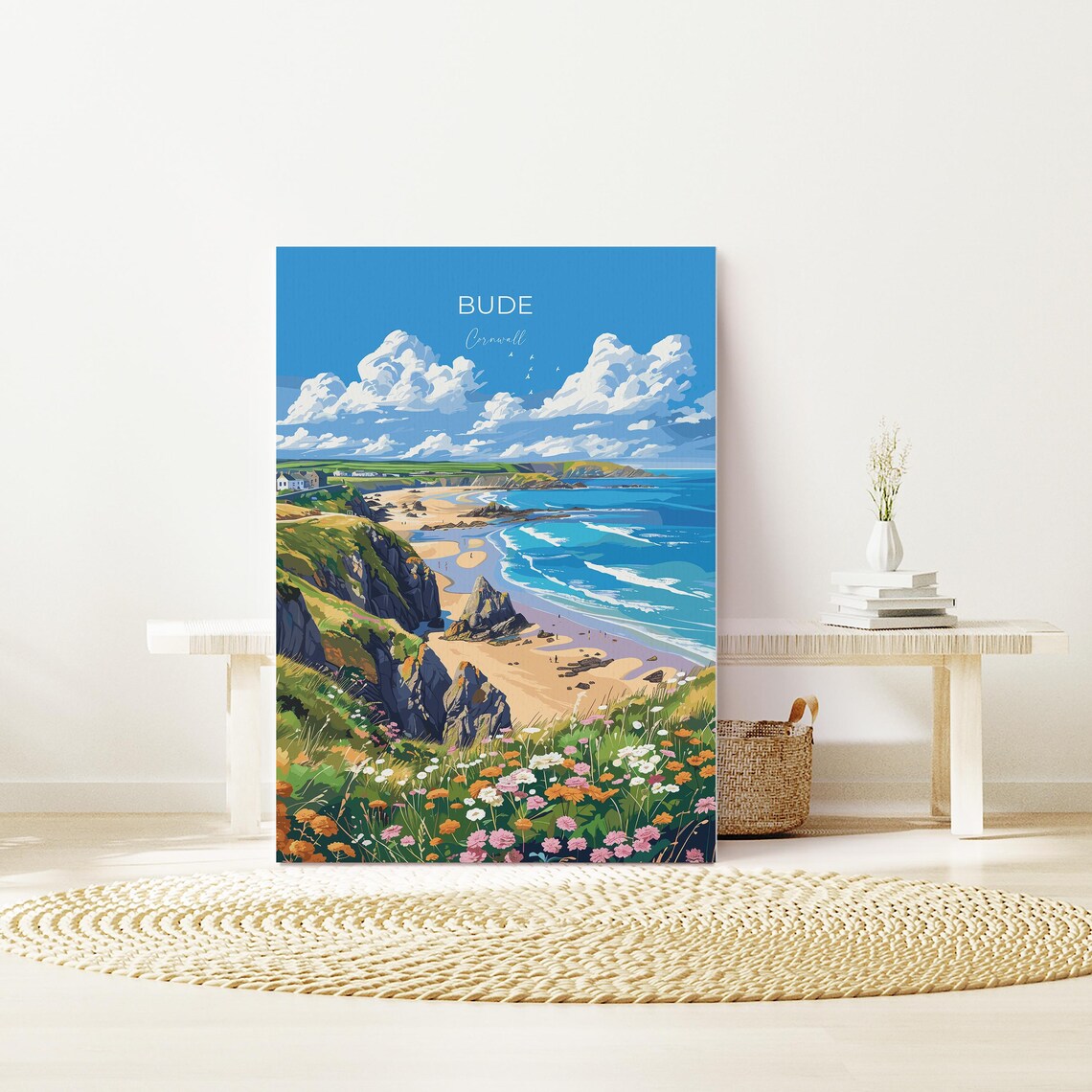 Bude Travel Poster, Cornwall England Travel Art - Image 2