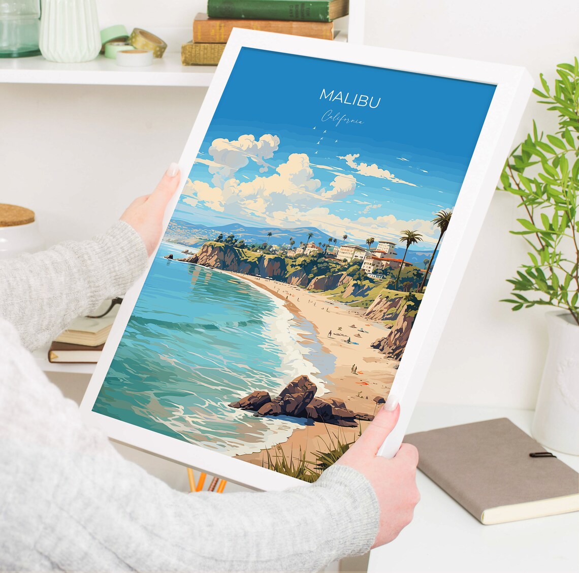 Malibu California Turquoise Cove Rocky Headland Summer Travel Poster - Image 5