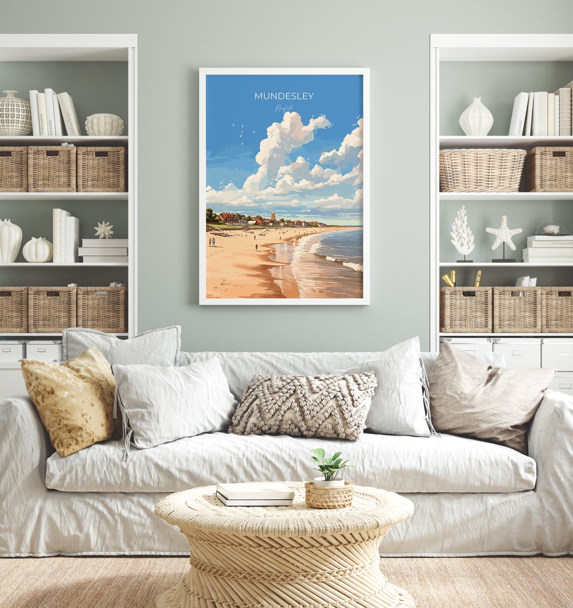 Mundesley Beach Poster Travel Print Of Mundesley Norfolk Gift England Norfolk Art Mundesley Beach Gift Wall Art Print - Image 3