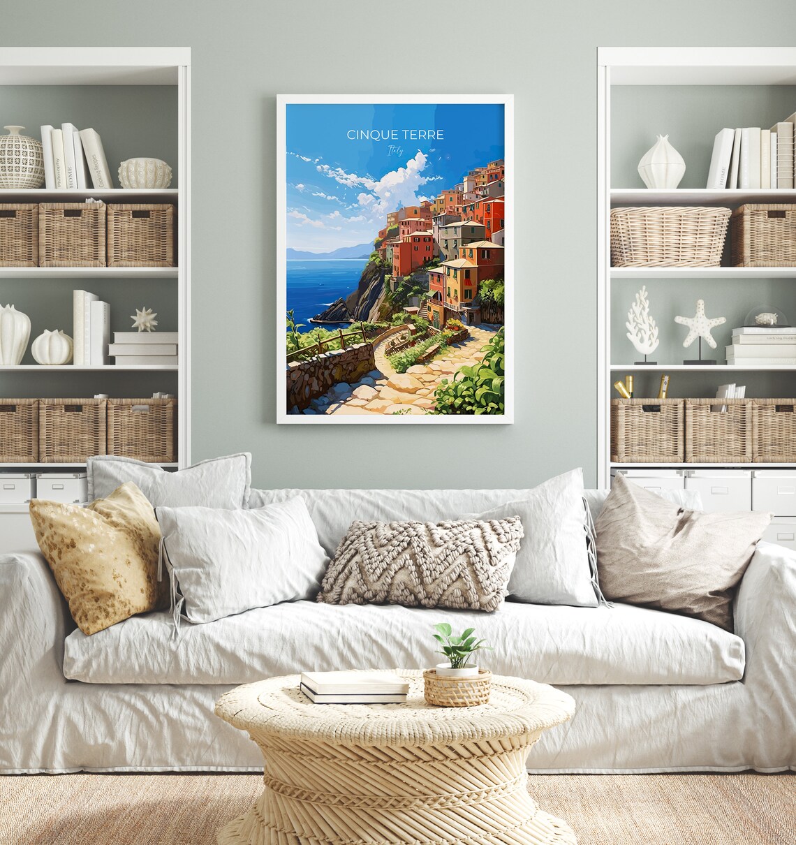 Cinque Terre Italy Colorful Cliff Village Travel Poster Wall Decor - Image 3