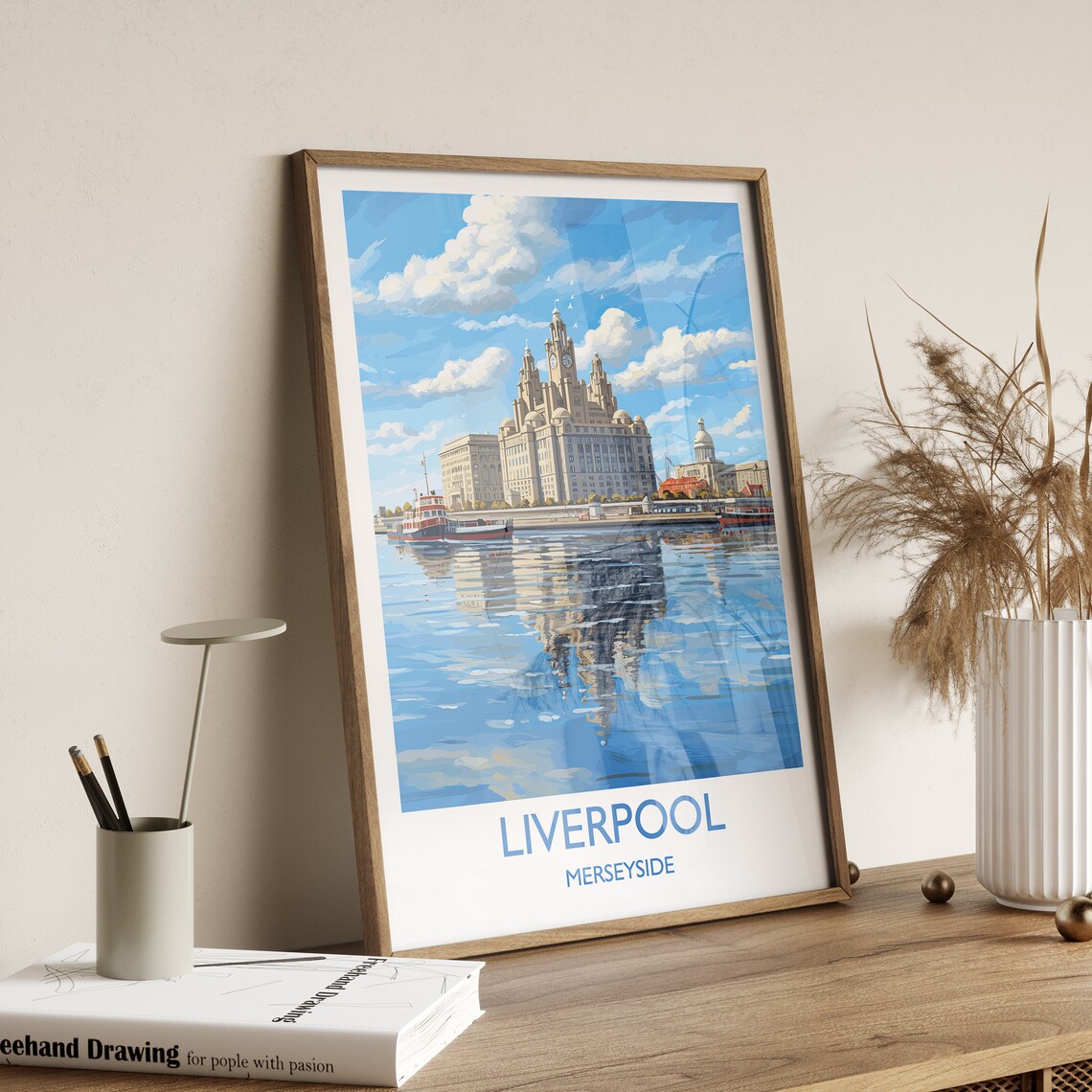 Liverpool Travel Poster, Merseyside England Coast - Image 3