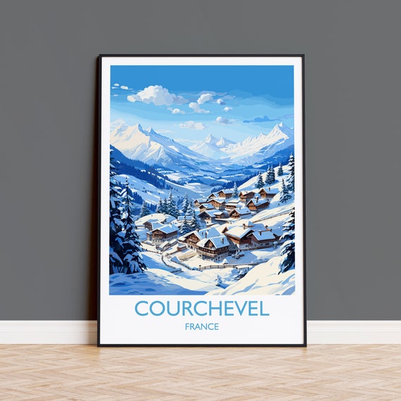 Courchevel Wall Art Travel Poster Travel Print Of Courchevel Ski Poster Courchevel Art Gift French Ski Art Lover Travel Gift