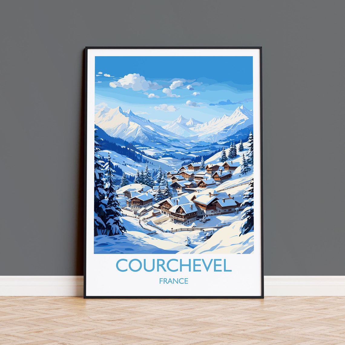 Courchevel Wall Art Travel Poster Travel Print Of Courchevel Ski Poster Courchevel Art Gift French Ski Art Lover Travel Gift