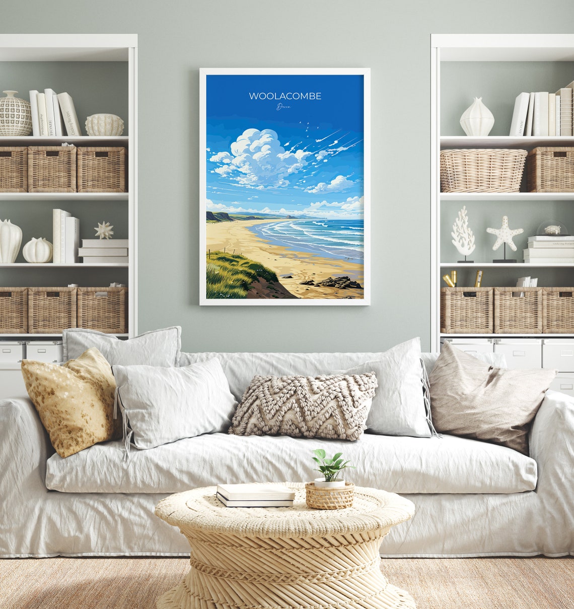 Woolacombe Devon Beach Surf Dunes Bright Summer Sky Travel Poster - Image 4