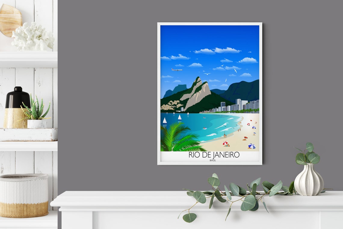 Travel Poster Of Rio De Janeiro Travel Print Of Rio De Janeiro Brazil Travel Poster Rio Print - Image 2