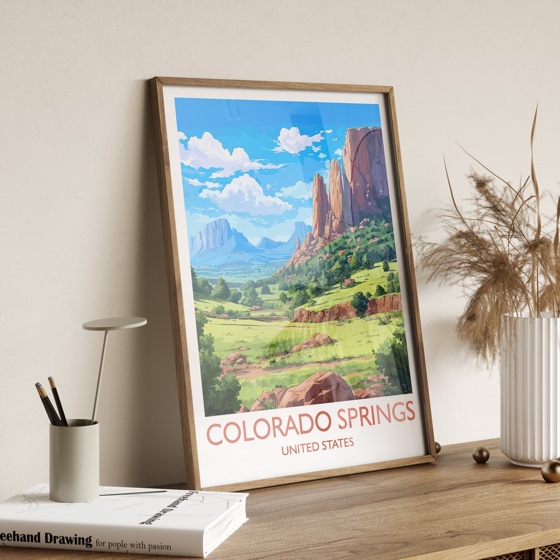 Colorado Springs Travel Print Travel Poster Of Colorado Springs Colorado Usa Colorado Springs Travel Gift - Image 3