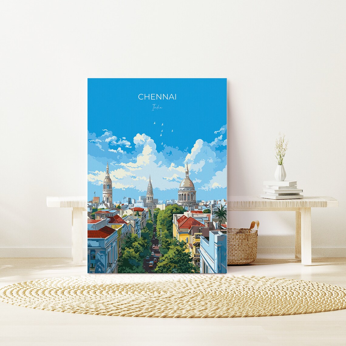 Chennai India Colonial Churches Cityscape Skyline Travel Poster - Image 3