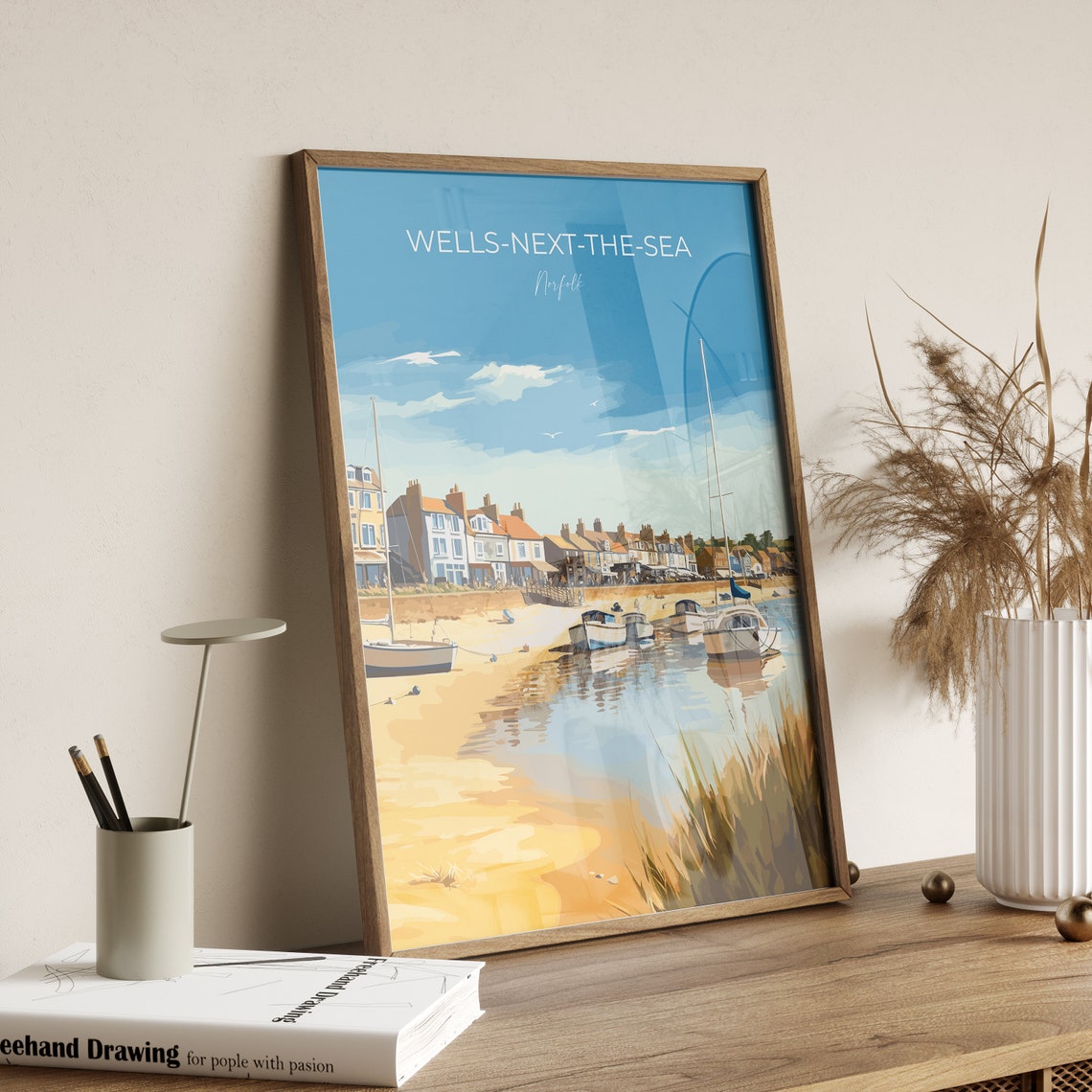 Wells Next The Sea Travel Print Travel Poster Of Wells Next The Sea Norfolk England Norfolk Art Norfolk Gift Wall Art Print - Image 2