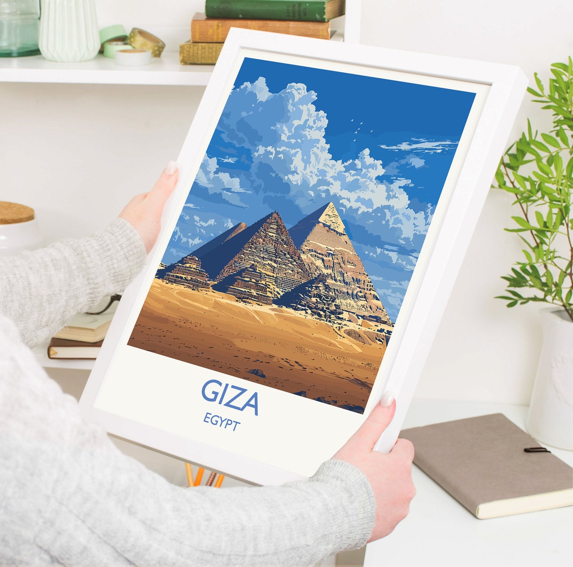 Giza Egypt Pyramids Golden Desert Sky Vintage Art Travel Poster - Image 5