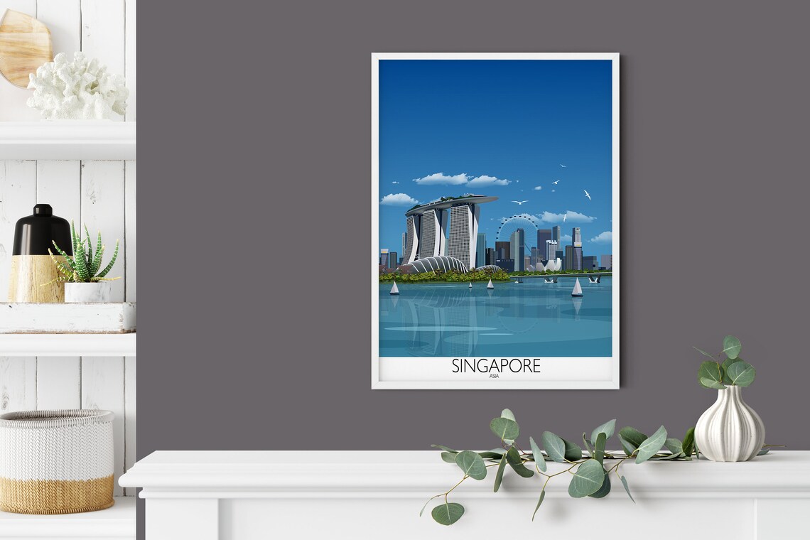 City of Singapore Travel Poster, Minimalist Cityscape - Image 2