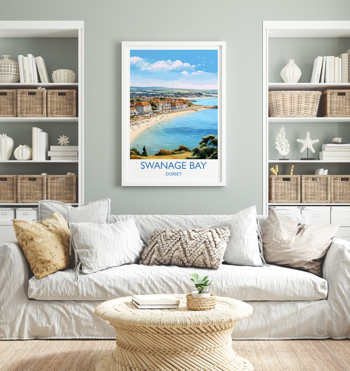 Swanage Bay Travel Poster, Dorset Coast Art Print - Image 4