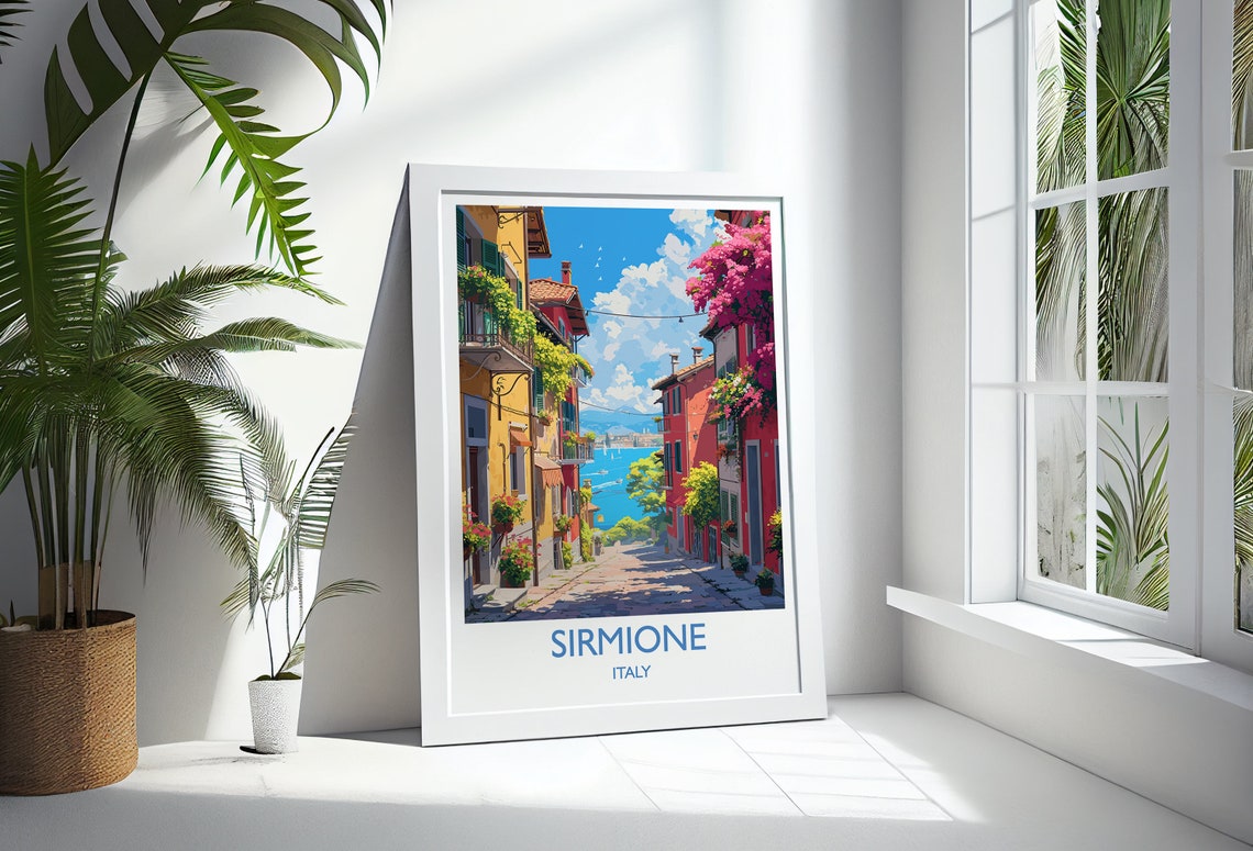 Sirmione Travel Poster Wall Art Travel Print Of Lake Garda Sirmione Art Lovers Gift Italy Italian Lakes Art Gift - Image 3