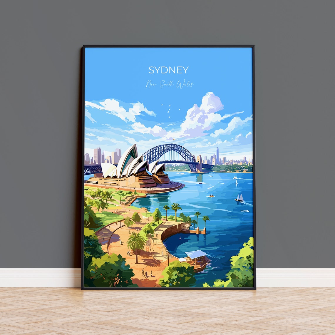 Sydney Travel Poster Wall Art Travel Print Of Sydney New South Wales Art Australia Art Lovers Gift Sydney Travel Art Gift
