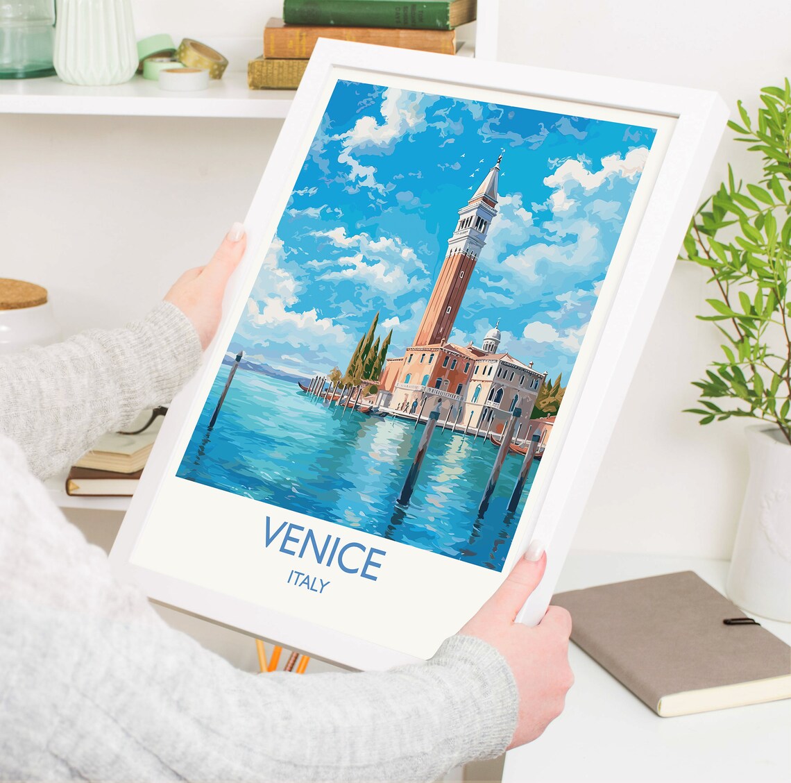Venice Italy San Giorgio Bell Tower Lagoon Island Travel Poster - Image 5
