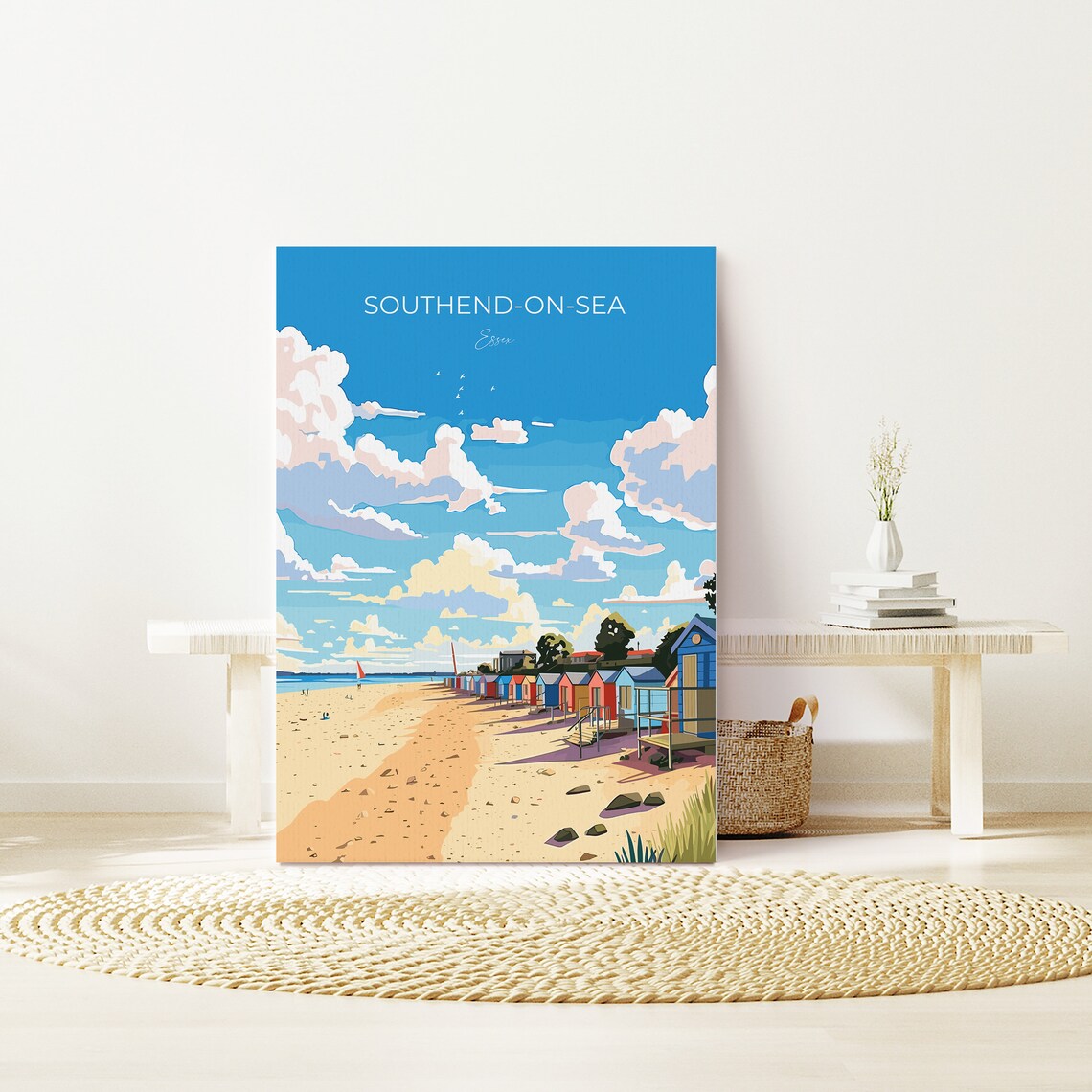 Southend On Sea Essex Colorful Beach Huts Sunny Coast Travel Poster - Image 3