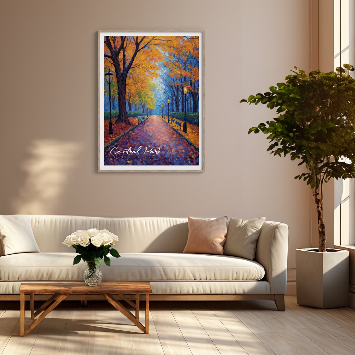 Central Park New York Autumn Path Impressionist Oil Painting Poster - Image 4