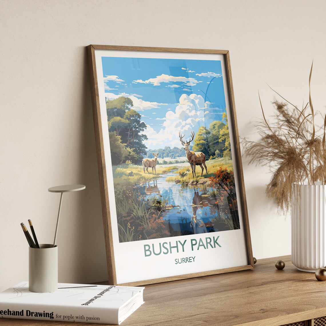 Bushy Park Travel Poster, Surrey London England - Image 2