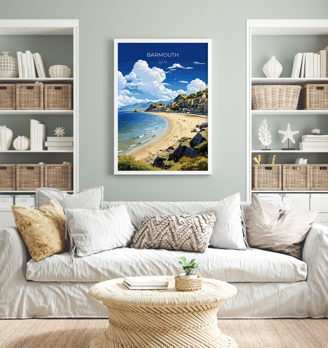 Barmouth Wales Beach Coastline Cliffs Sweeping Bay View Travel Poster - Image 4