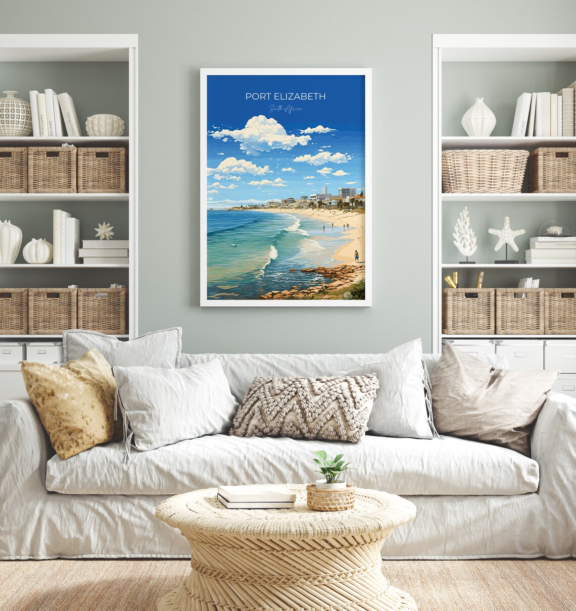 Port Elizabeth South Africa Surf Beach Bay Shoreline Travel Poster - Image 4