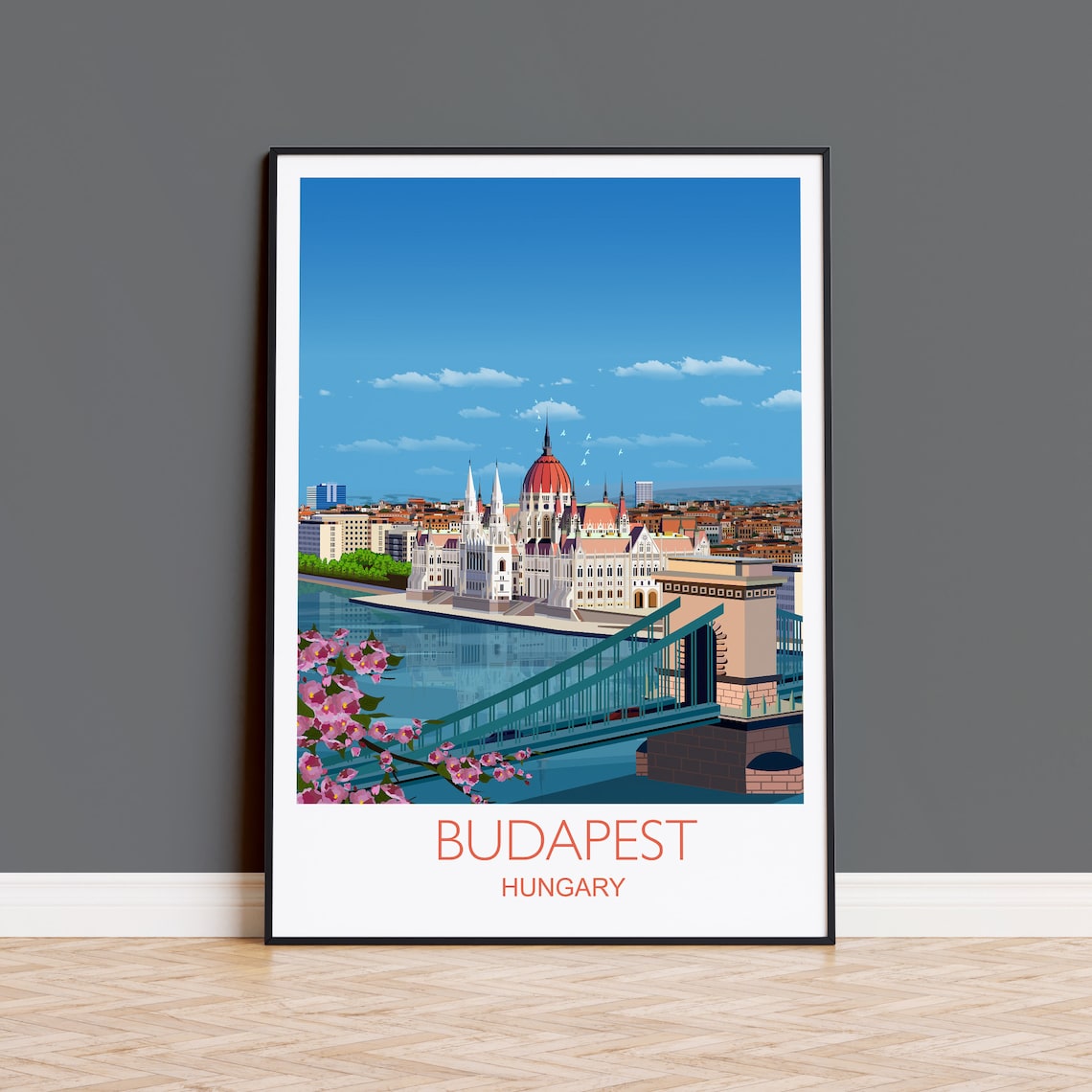 Budapest Hungary Travel Poster, Art Lovers Gift