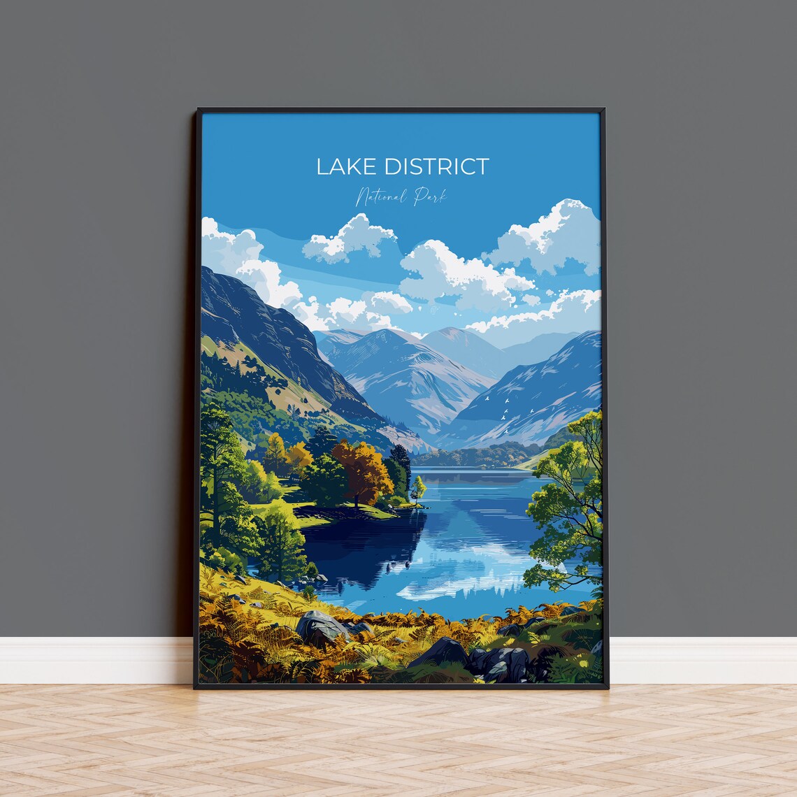 Lake District Travel Poster, English Countryside Art Print