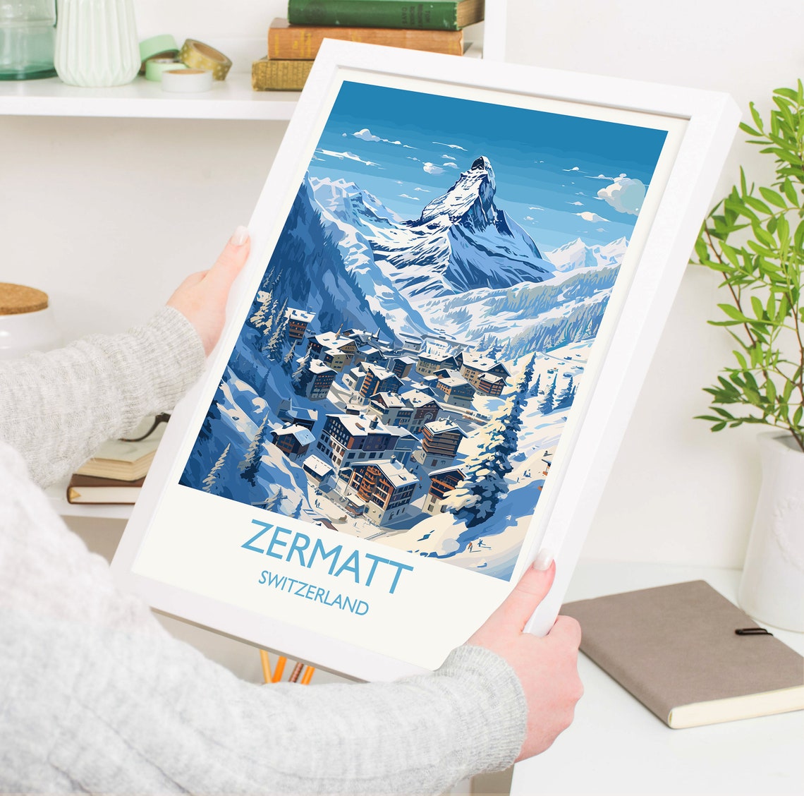Zermatt Switzerland Matterhorn Village Alpine Winter Ski Poster - Image 5