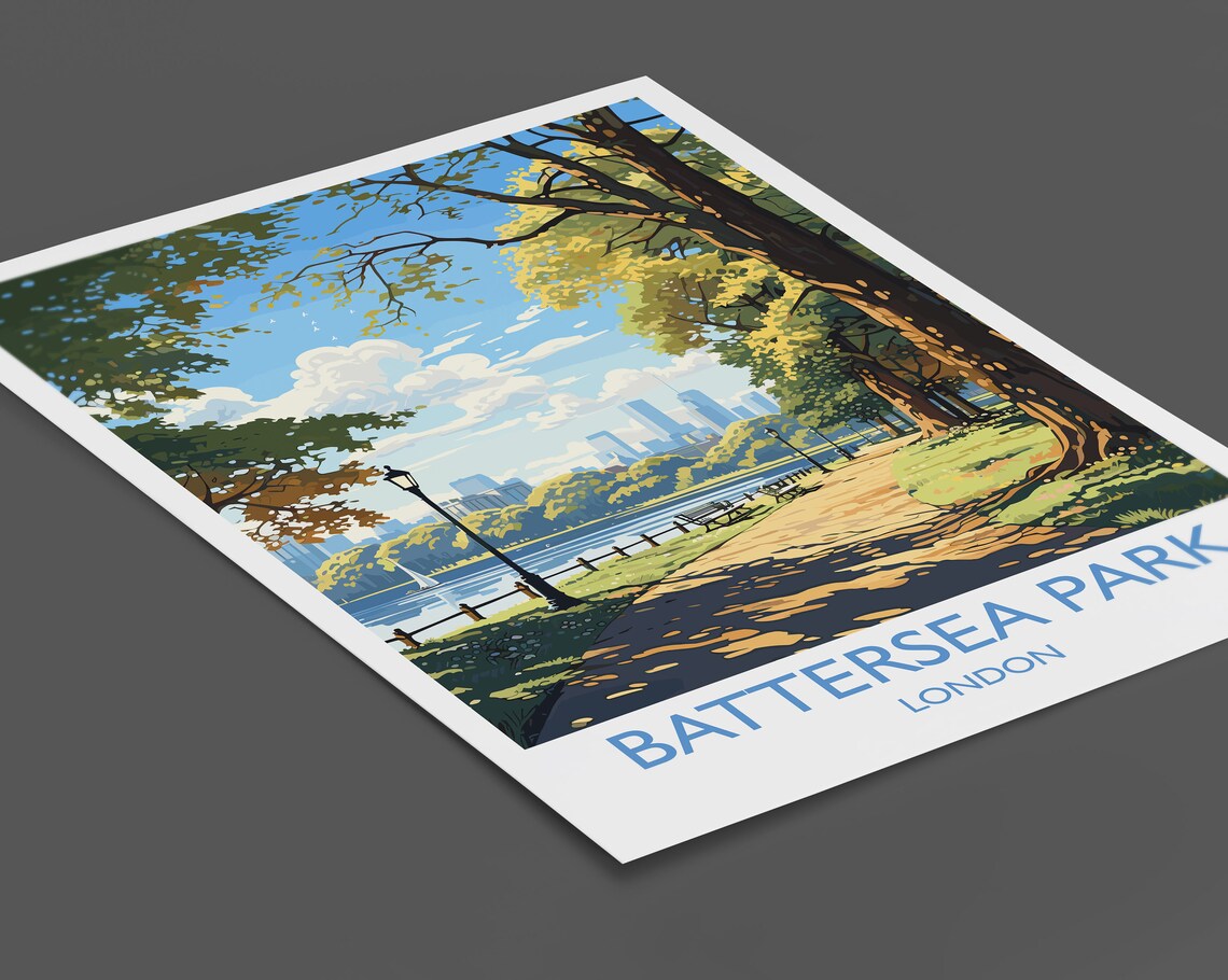 Battersea Park Travel Poster, London Travel Poster - Image 2