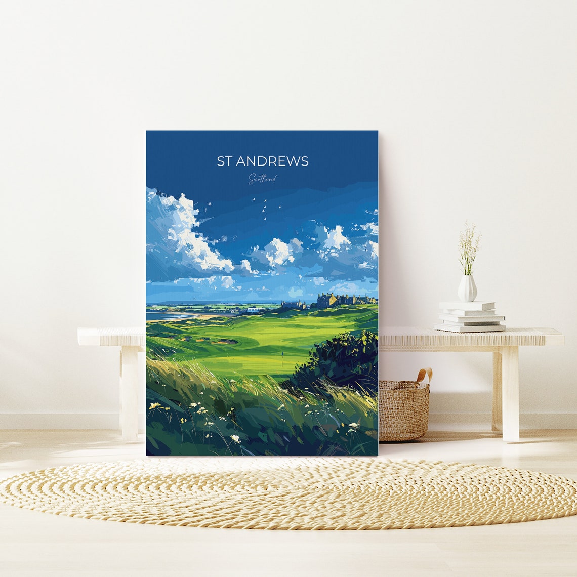 St Andrews Scotland Golf Links Course Seaside Vintage Script Poster - Image 2