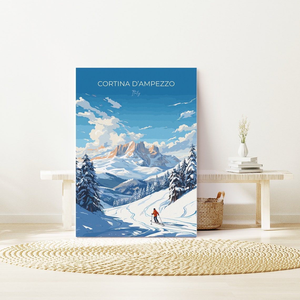Cortina Dampezzo Wall Art Travel Poster Travel Print Of Cortina Dampezzo Ski Poster Art Gift Italy Dolomites Ski Art Travel Lovers Gift - Image 3