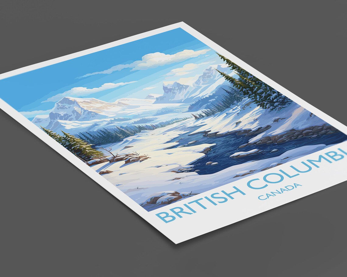 British Columbia Wall Art Travel Poster Travel Print Of British Columbia British Columbia Art Lovers Gift Canada Winter Art Travel Gift - Image 2