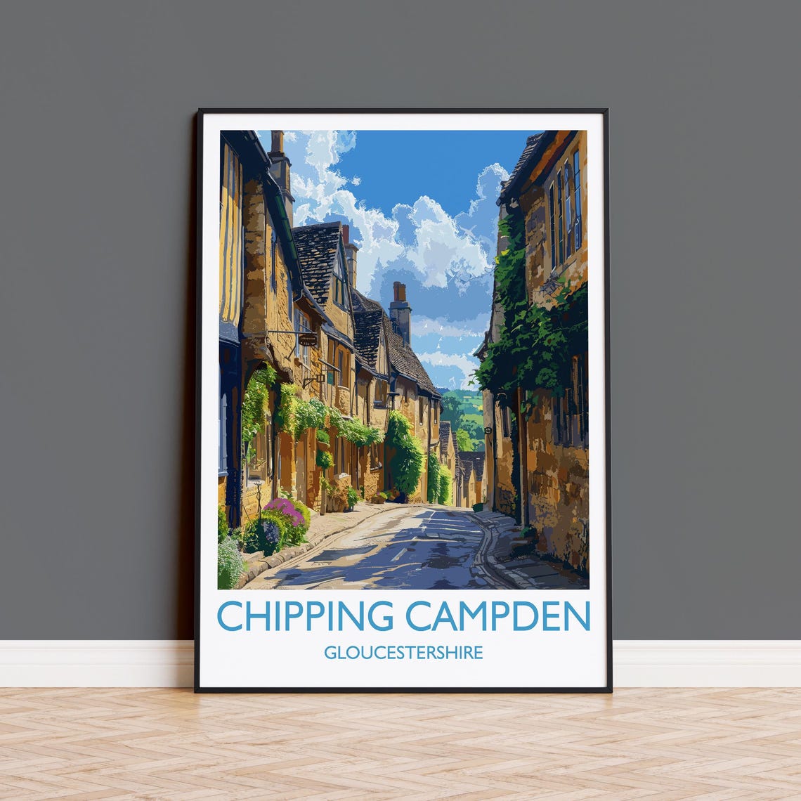 Chipping Campden Cotswolds Street With Bottom Caption Poster