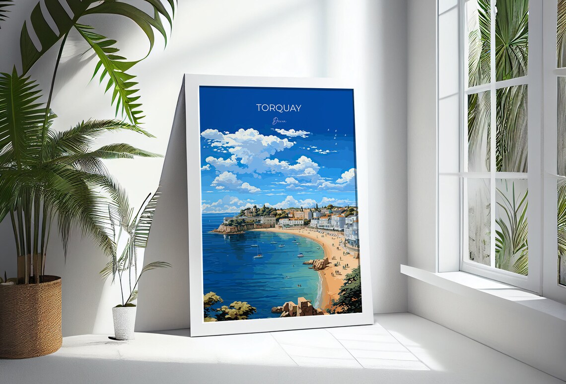 Torquay Devon Bay Beach Sailboats Coastal Resort Town Travel Poster - Image 3