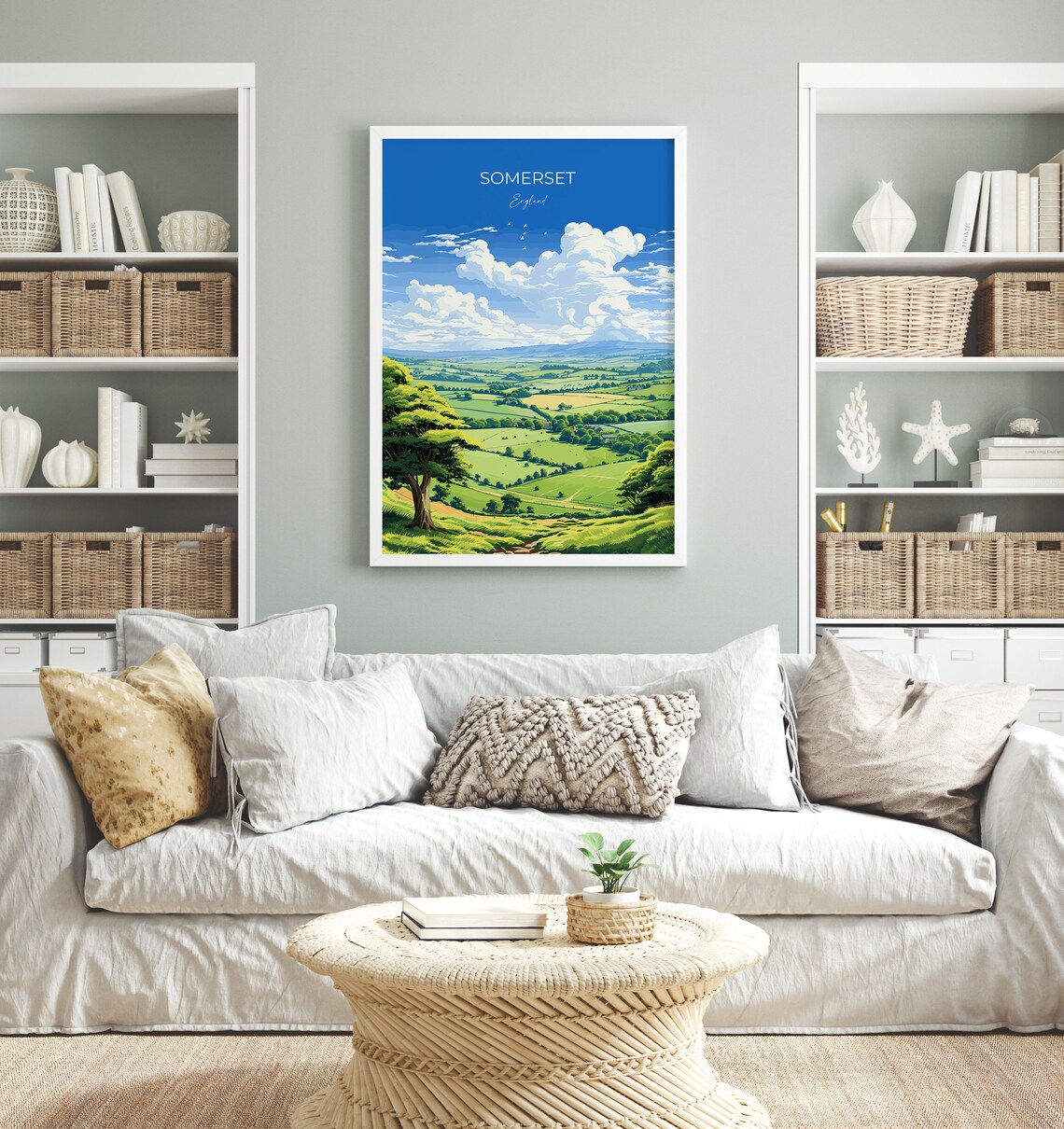 Somerset England Rolling Green Hills Countryside Travel Poster - Image 4