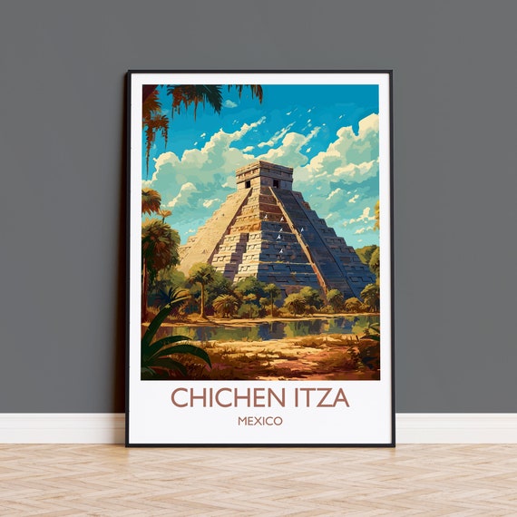 Chichen Itza Poster Travel Print Of Chichen Itza Mexico Chichen Itza Gift Travel Gift