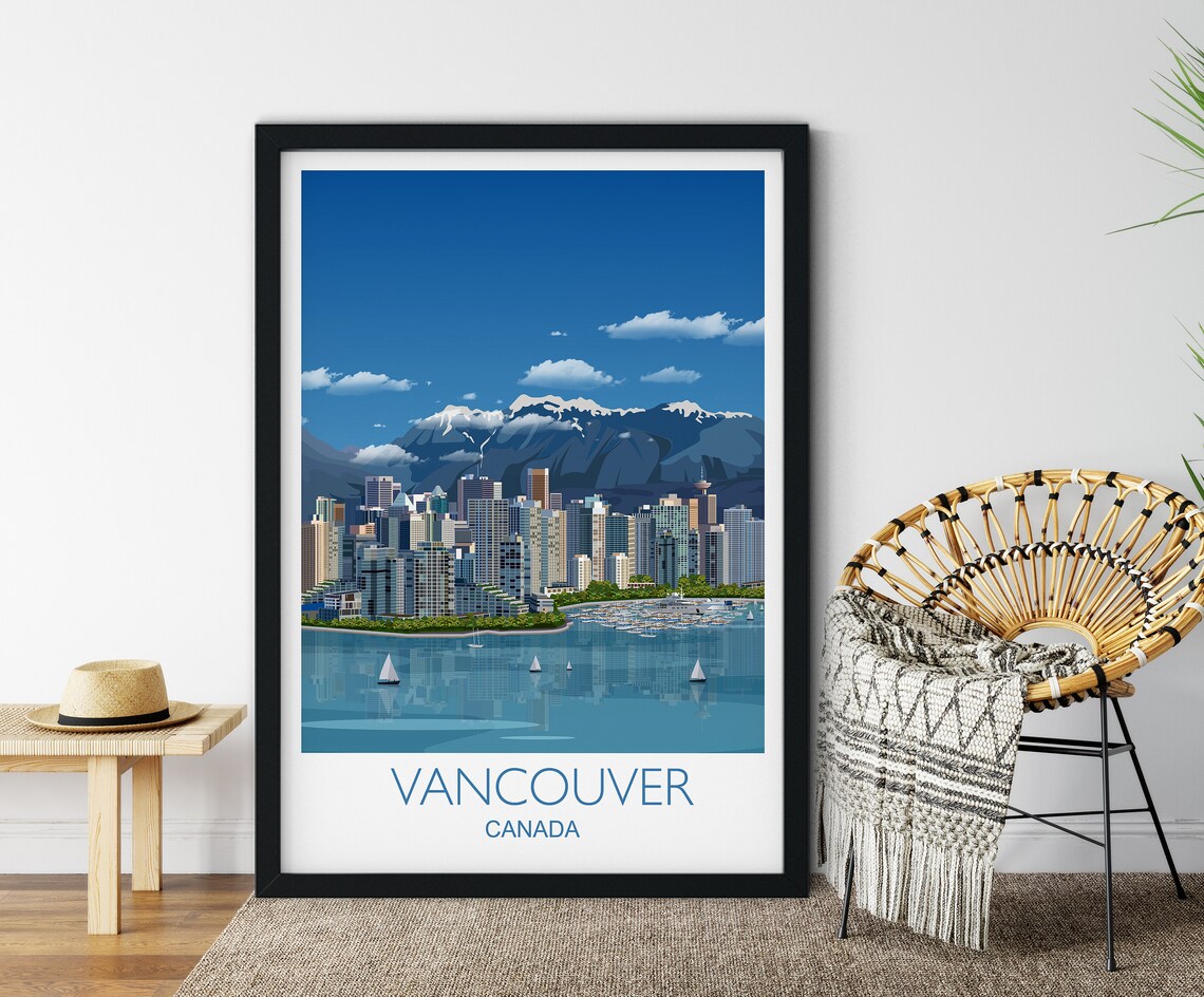 Vancouver Travel Poster, Canada Cityscape Art Print